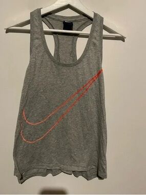 Nike Gray Racerback Tank with Coral Swoosh